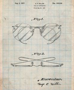 PP803-Antique Grid Parchment Eyeglasses Spectacles Patent Art
