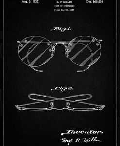 PP803-Vintage Black Eyeglasses Spectacles Patent Art