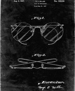 PP803-Black Grunge Eyeglasses Spectacles Patent Art