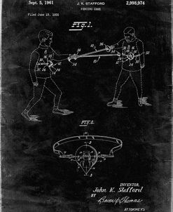 PP804-Black Grunge Fencing Game Patent Poster