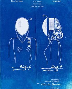 PP805-Faded Blueprint Fencing Mask Patent Poster