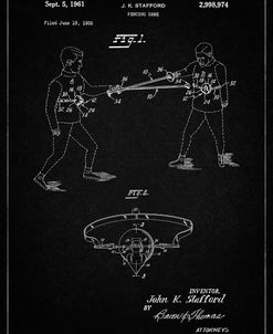 PP804-Vintage Black Fencing Game Patent Poster