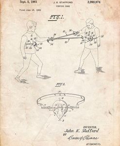 PP804-Vintage Parchment Fencing Game Patent Poster