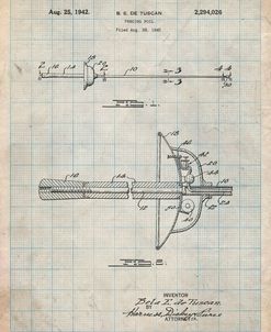 PP806-Antique Grid Parchment Fencing Sword Patent Poster