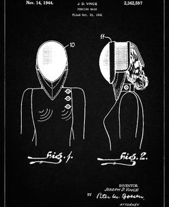 PP805-Vintage Black Fencing Mask Patent Poster