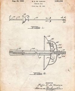 PP806-Vintage Parchment Fencing Sword Patent Poster