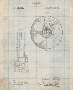 PP807-Antique Grid Parchment Film Reel 1915 Patent Poster