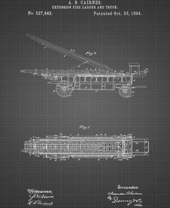 PP808-Black Grid Fire Extension Ladder 1894 Patent Poster