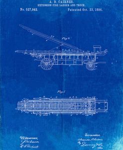 PP808-Faded Blueprint Fire Extension Ladder 1894 Patent Poster