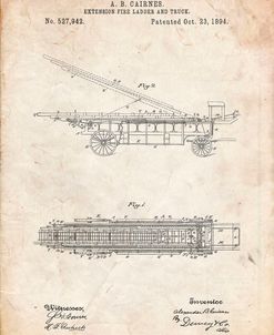 PP808-Vintage Parchment Fire Extension Ladder 1894 Patent Poster