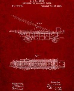 PP808-Burgundy Fire Extension Ladder 1894 Patent Poster