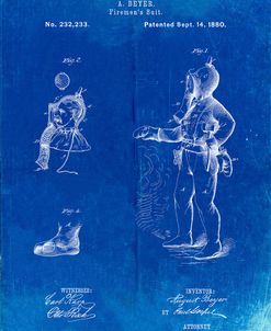 PP811-Faded Blueprint Firefighter Suit 1880 Patent Poster