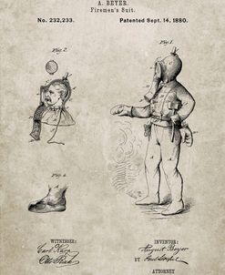 PP811-Sandstone Firefighter Suit 1880 Patent Poster