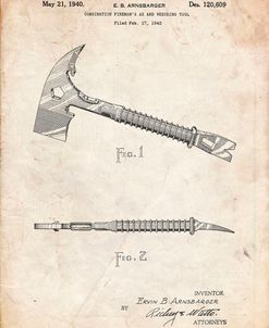 PP812-Vintage Parchment Fireman’s Axe 1940 Patent Poster