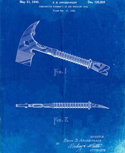 PP812-Faded Blueprint Fireman’s Axe 1940 Patent Poster