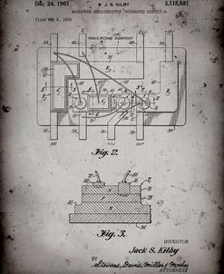 PP813-Faded Grey First Integrated Circuit Patent Poster
