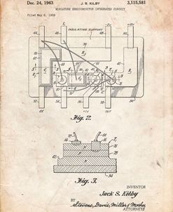 PP813-Vintage Parchment First Integrated Circuit Patent Poster