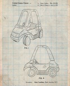 PP816-Antique Grid Parchment Fisher Price Toy Car Patent Poster