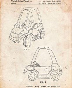 PP816-Vintage Parchment Fisher Price Toy Car Patent Poster