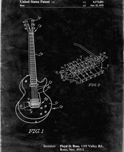 PP818-Black Grunge Floyd Rose Guitar Tremolo Patent Poster