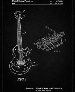 PP818-Vintage Black Floyd Rose Guitar Tremolo Patent Poster