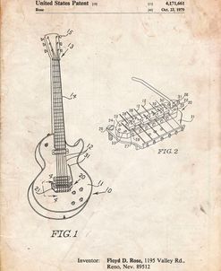 PP818-Vintage Parchment Floyd Rose Guitar Tremolo Patent Poster