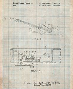 PP819-Antique Grid Parchment Floyd Rose Tremolo Patent Poster