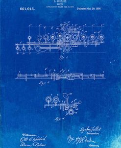 PP820-Faded Blueprint Flute 1908 Patent Poster