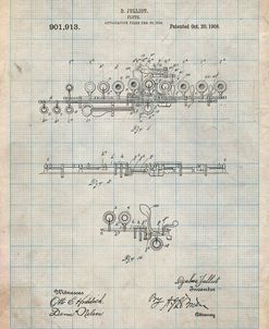 PP820-Antique Grid Parchment Flute 1908 Patent Poster