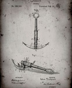 PP821-Faded Grey Folding Grapnel Anchor Patent Poster