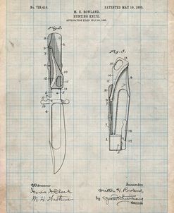 PP822-Antique Grid Parchment Folding Hunting Knife 1902 Patent Poster