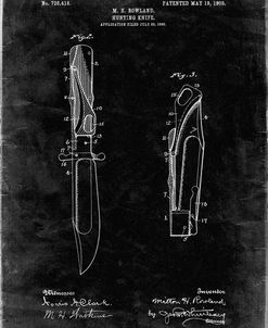 PP822-Black Grunge Folding Hunting Knife 1902 Patent Poster