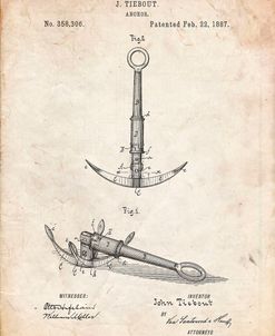 PP821-Vintage Parchment Folding Grapnel Anchor Patent Poster