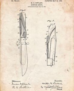 PP822-Vintage Parchment Folding Hunting Knife 1902 Patent Poster