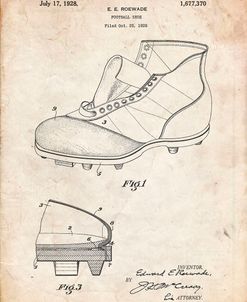 PP823-Vintage Parchment Football Cleat 1928 Patent Poster