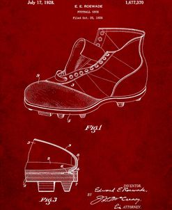 PP823-Burgundy Football Cleat 1928 Patent Poster