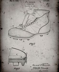PP823-Faded Grey Football Cleat 1928 Patent Poster