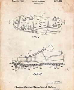 PP824-Vintage Parchment Football Cleat Patent Print