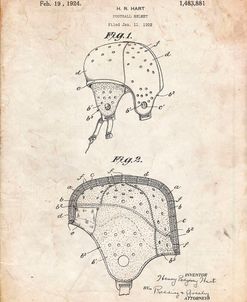 PP827-Vintage Parchment Football Helmet Patent 1922 Wall Art Poster