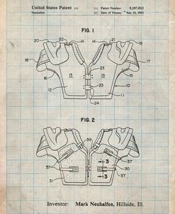 PP829-Antique Grid Parchment Football Shoulder Pads Patent