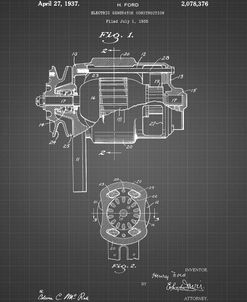 PP830-Black Grid Ford 1935 DC Generator Patent Poster