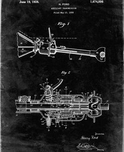 PP831-Black Grunge Ford Auxiliary Transmission Patent Poster