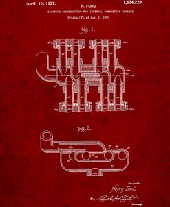 PP832-Burgundy Ford Car Manifold 1920 Patent Poster