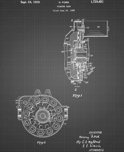 PP833-Black Grid Ford Car Starter Gear 1928 Patent Poster