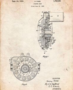 PP833-Vintage Parchment Ford Car Starter Gear 1928 Patent Poster