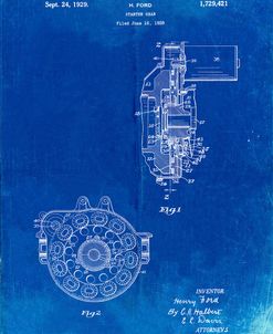 PP833-Faded Blueprint Ford Car Starter Gear 1928 Patent Poster