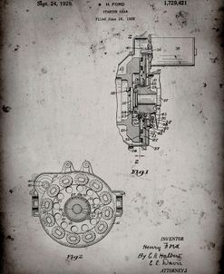 PP833-Faded Grey Ford Car Starter Gear 1928 Patent Poster