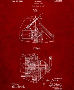PP834-Burgundy Ford Car Starter Patent Poster