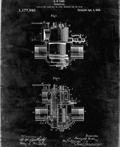 PP835-Black Grunge Ford Carburetor 1916 Patent Poster
