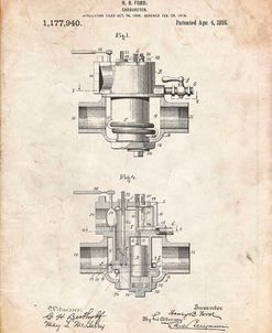 PP835-Vintage Parchment Ford Carburetor 1916 Patent Poster